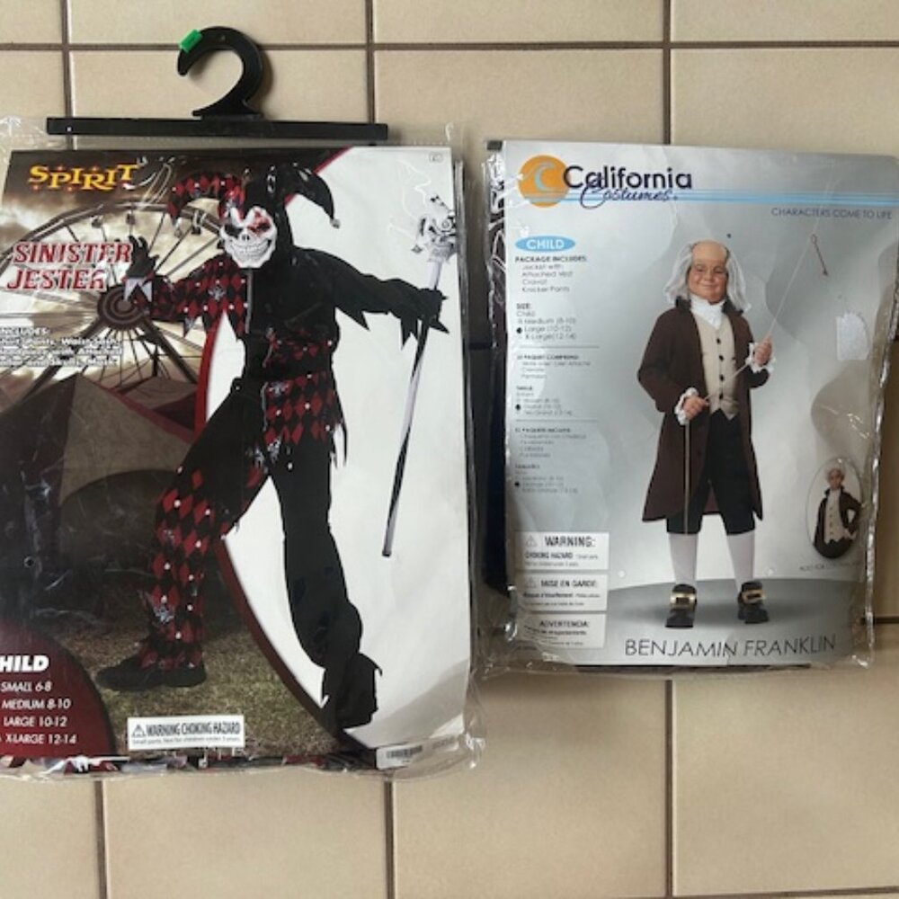 Costume:  Child Large Jester OR Ben Franklin, new in package